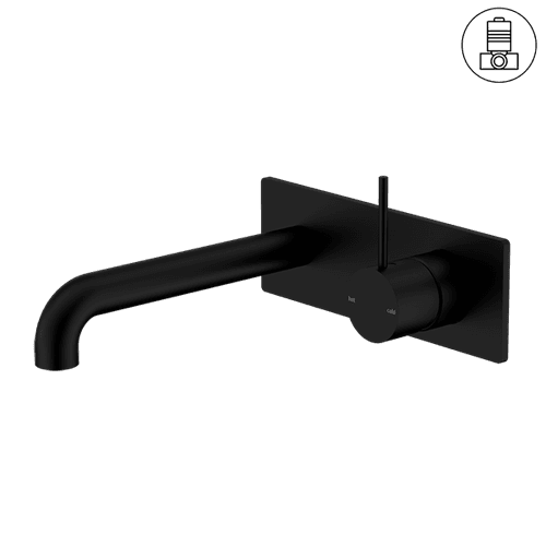 Mecca Wall Basin/Bath Mixer Handle Up 185mm Matte Black