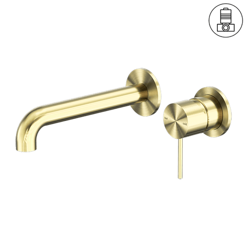 Mecca Wall Basin/Bath Mixer Separate Back Plate 260mm Brushed Gold