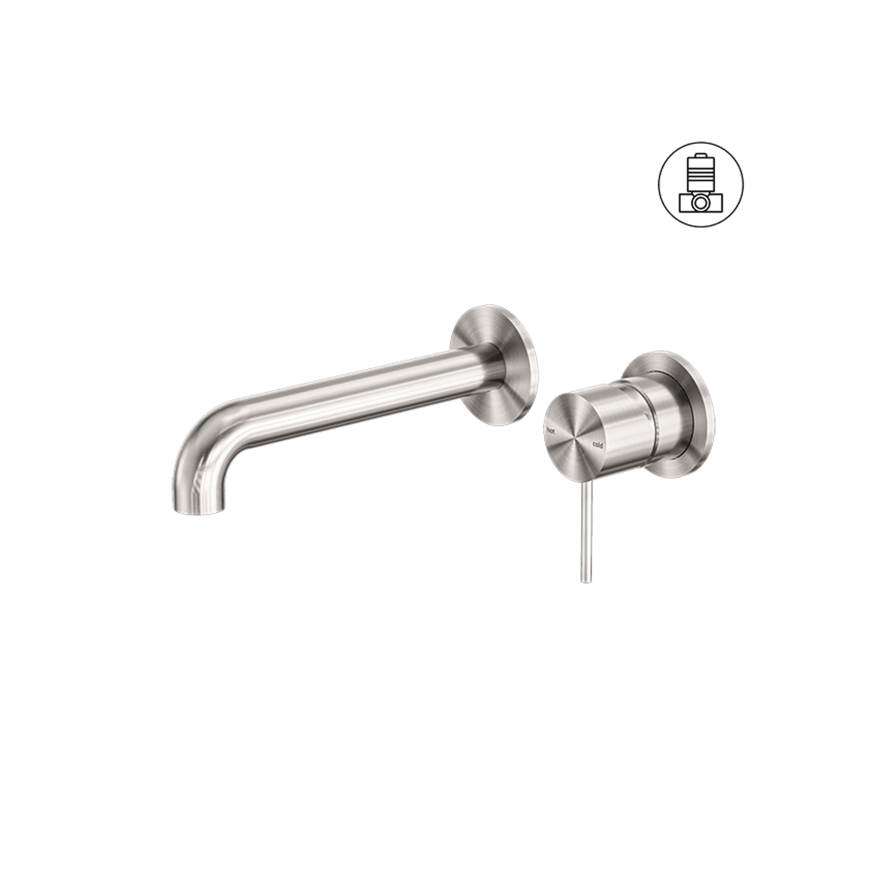 Mecca Wall Basin/Bath Mixer Separate Back Plate 230mm Brushed Nickel