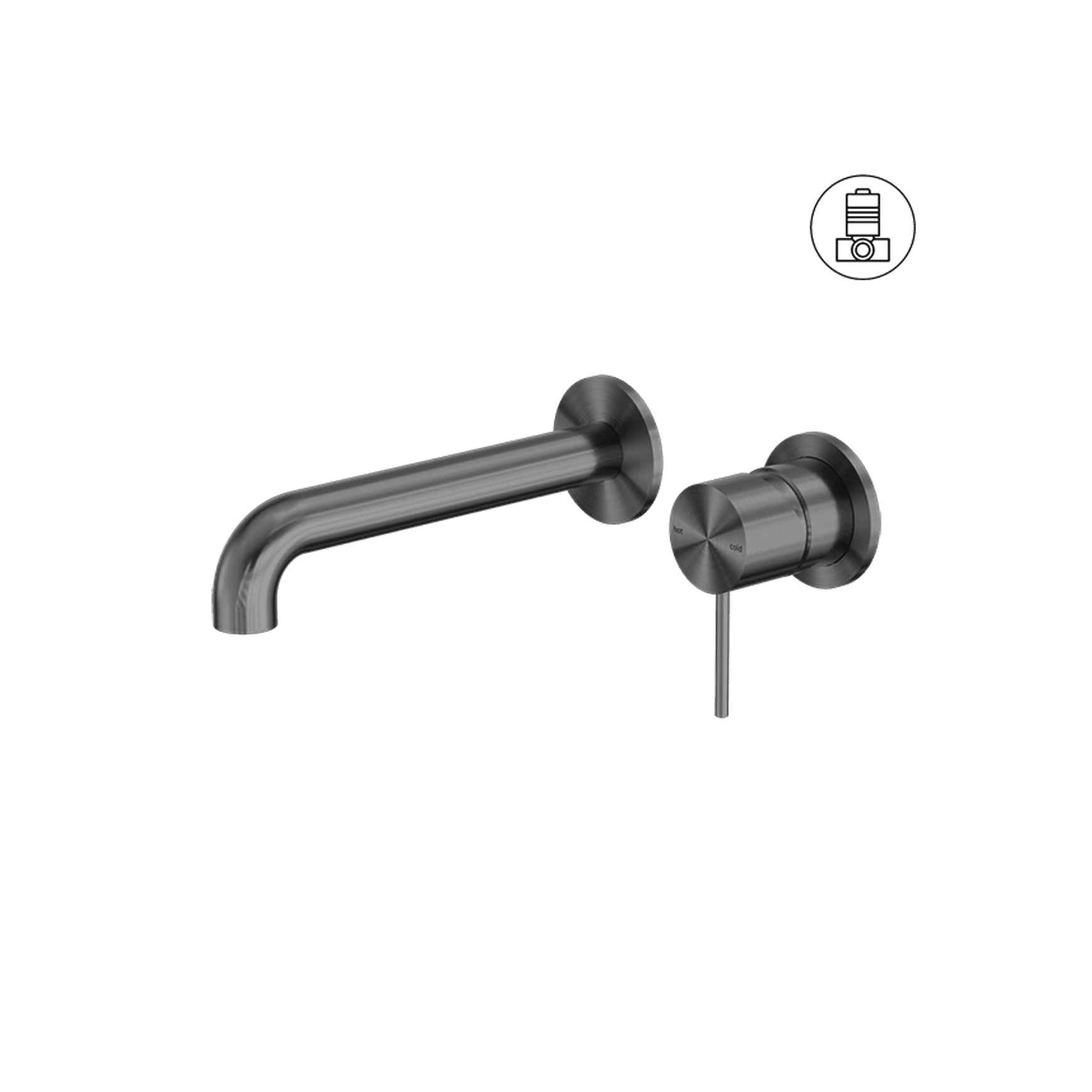 Mecca Wall Basin/Bath Mixer Separate Back Plate 260mm Gun Metal