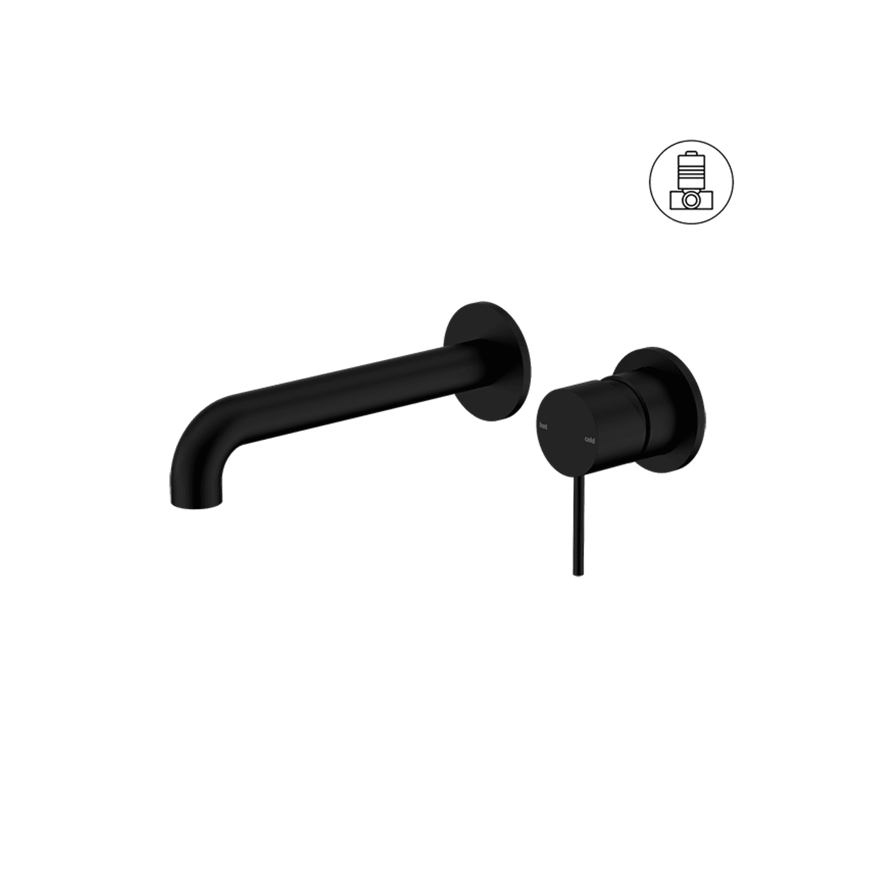 Mecca Wall Basin/Bath Mixer Separate Back Plate 230mm Matte Black