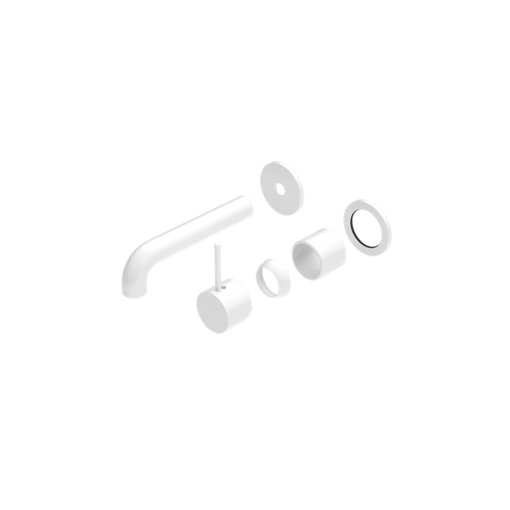 Mecca Wall Basin/Bath Mixer Separate Back Plate Handle Up 185mm Trim Kits Only Matte White