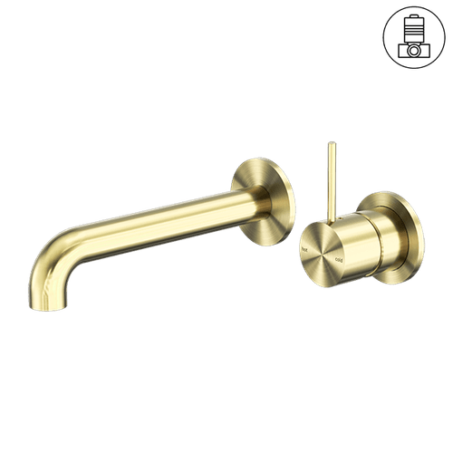 Mecca Wall Basin/Bath Mixer Separate Back Plate Handle Up 260mm Brushed Gold