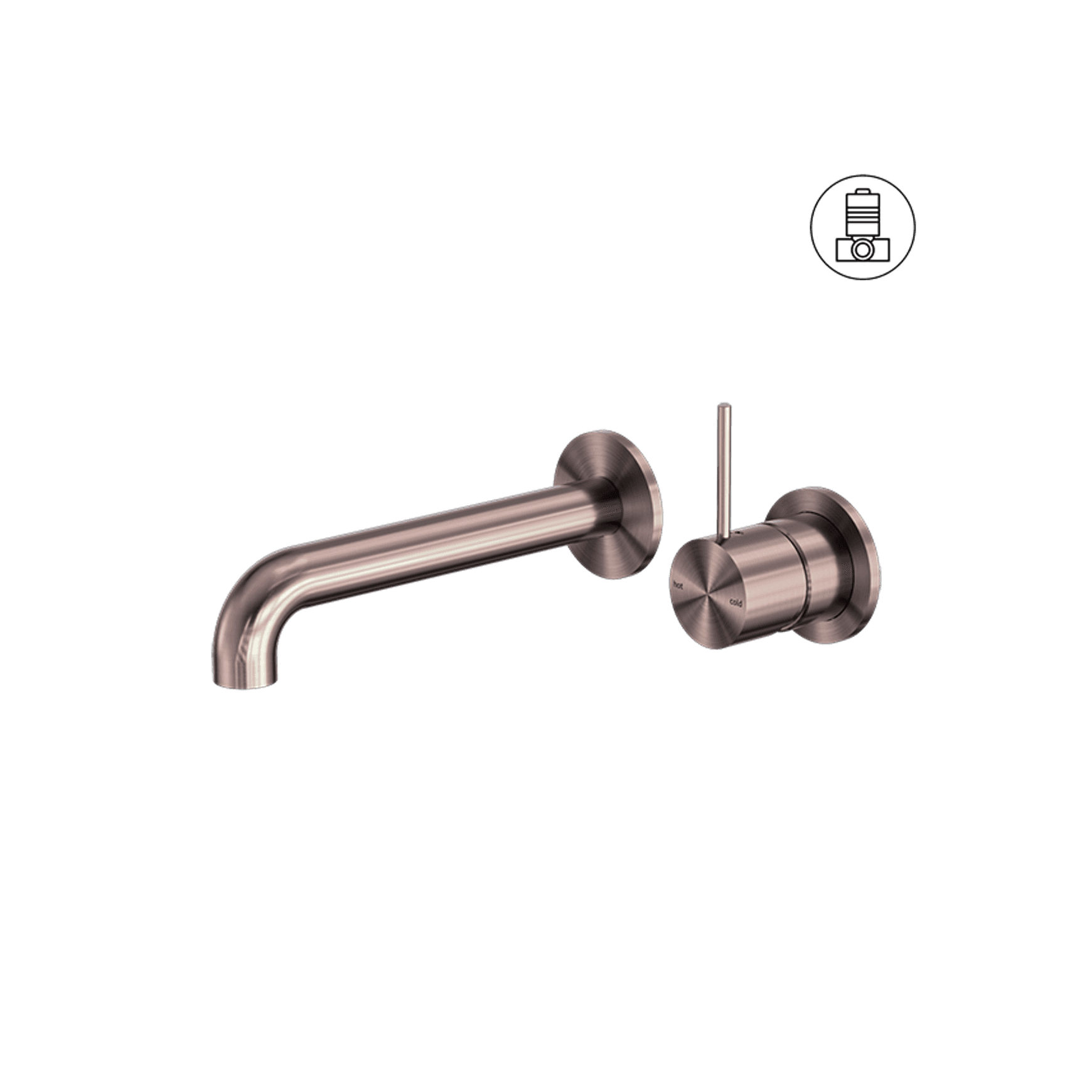 Mecca Wall Basin/Bath Mixer Separate Back Plate Handle Up 230mm Brushed Bronze