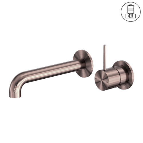 Mecca Wall Basin/Bath Mixer Separate Back Plate Handle Up 185mm Brushed Bronze