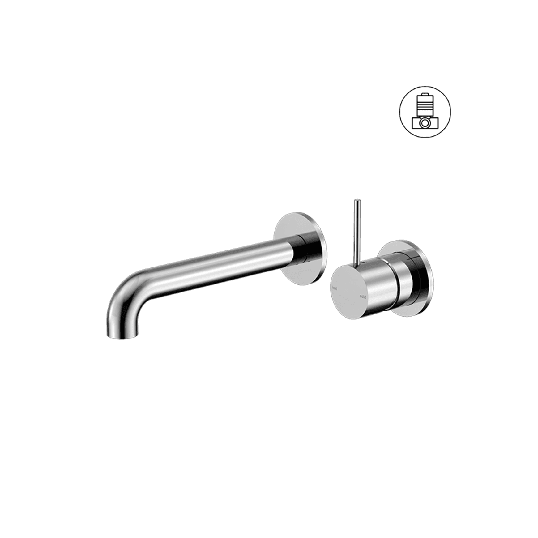 Mecca Wall Basin/Bath Mixer Separate Back Plate Handle Up 260mm Chrome