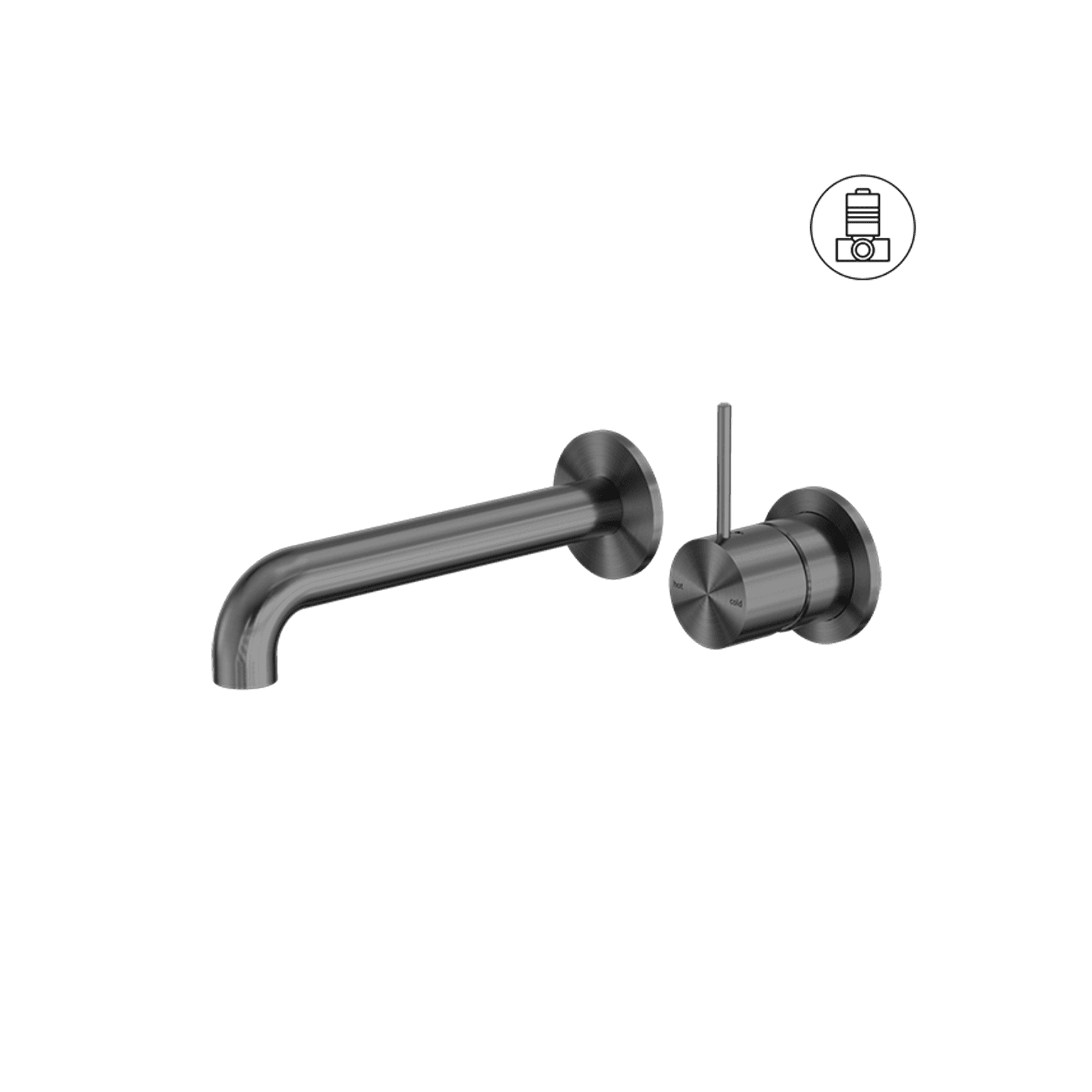 Mecca Wall Basin/Bath Mixer Separate Back Plate Handle Up 185mm Gun Metal