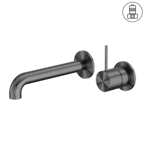 Mecca Wall Basin/Bath Mixer Separate Back Plate Handle Up 160mm Gun Metal