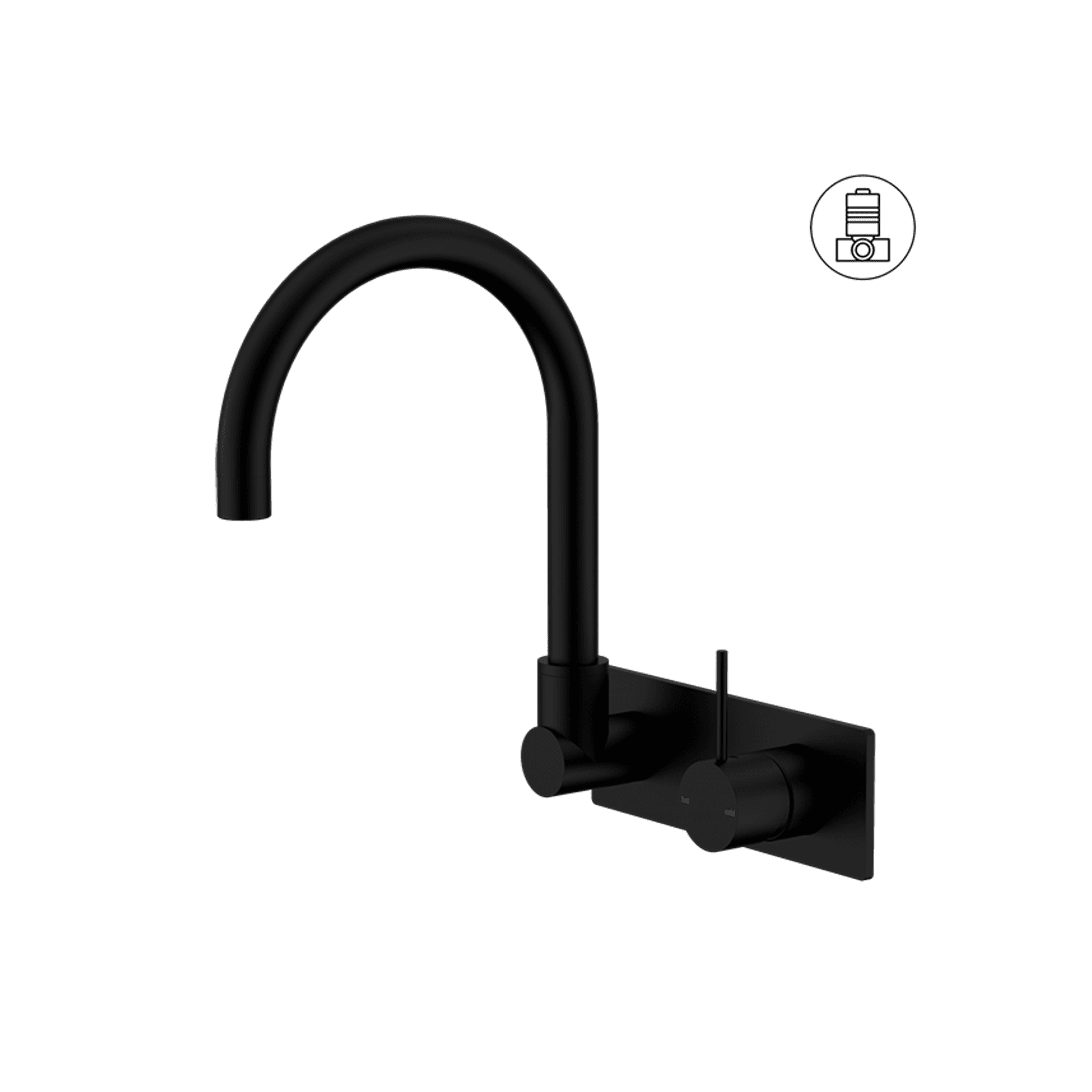 Mecca Wall Basin/Bath Mixer Swivel Spout Handle Up Matte Black