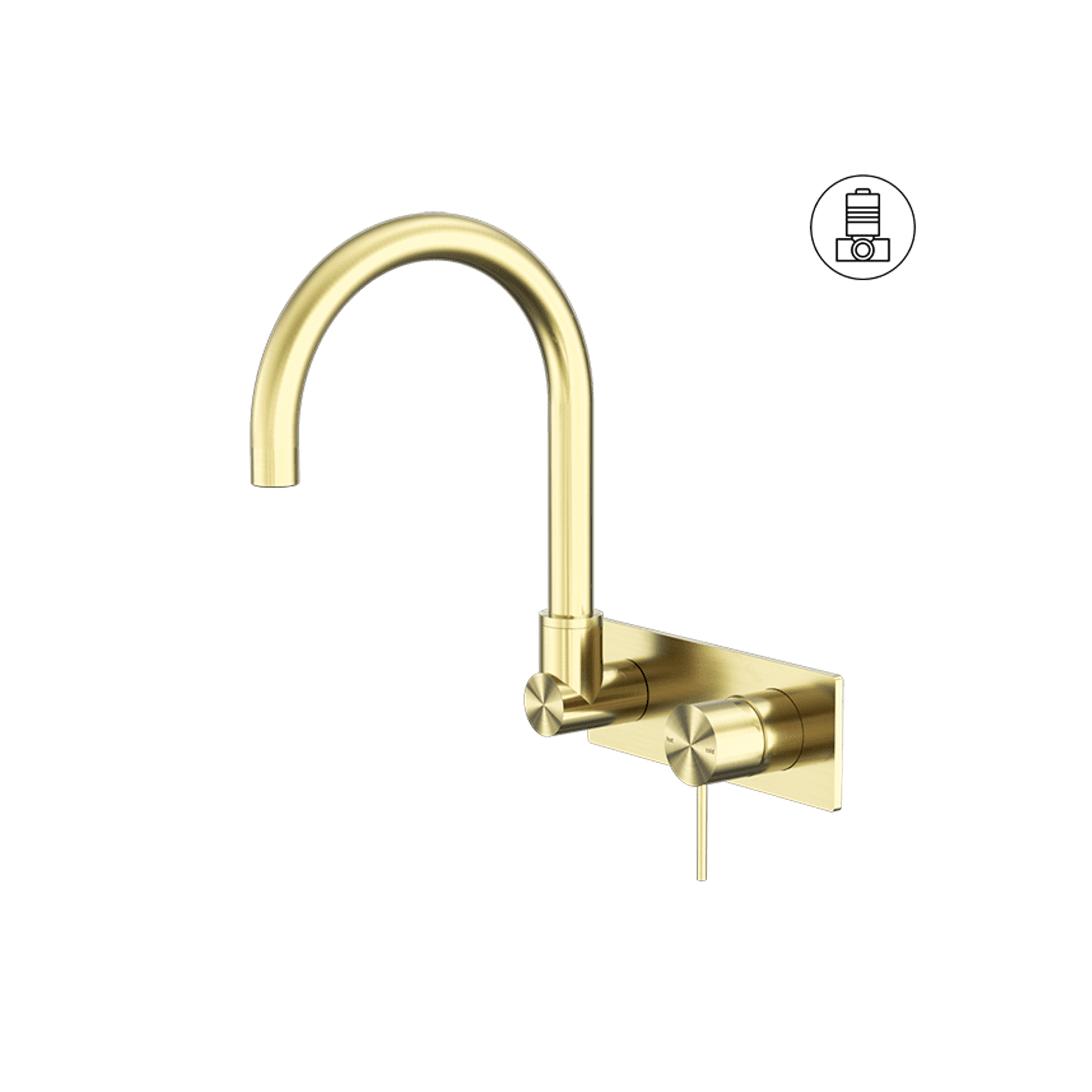 Mecca Wall Basin/Bath Mixer Swivel Spout Brushed Gold