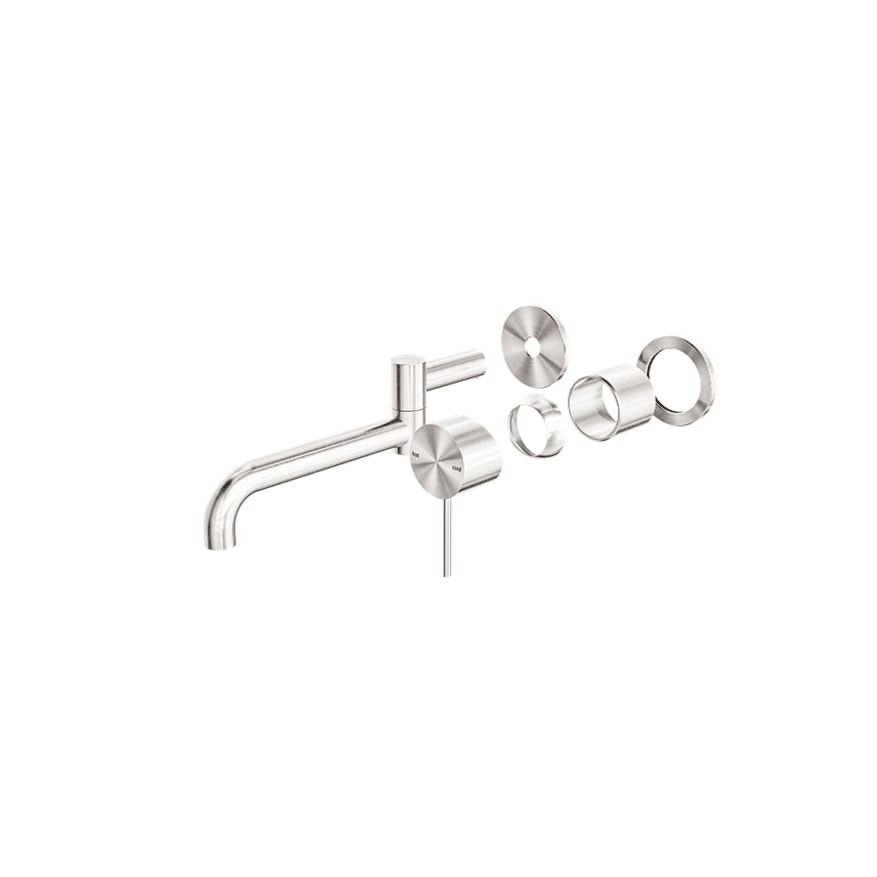 Mecca Wall Basin/Bath Mixer Swivel Spout 225mm Trim Kits Only Brushed Nickel