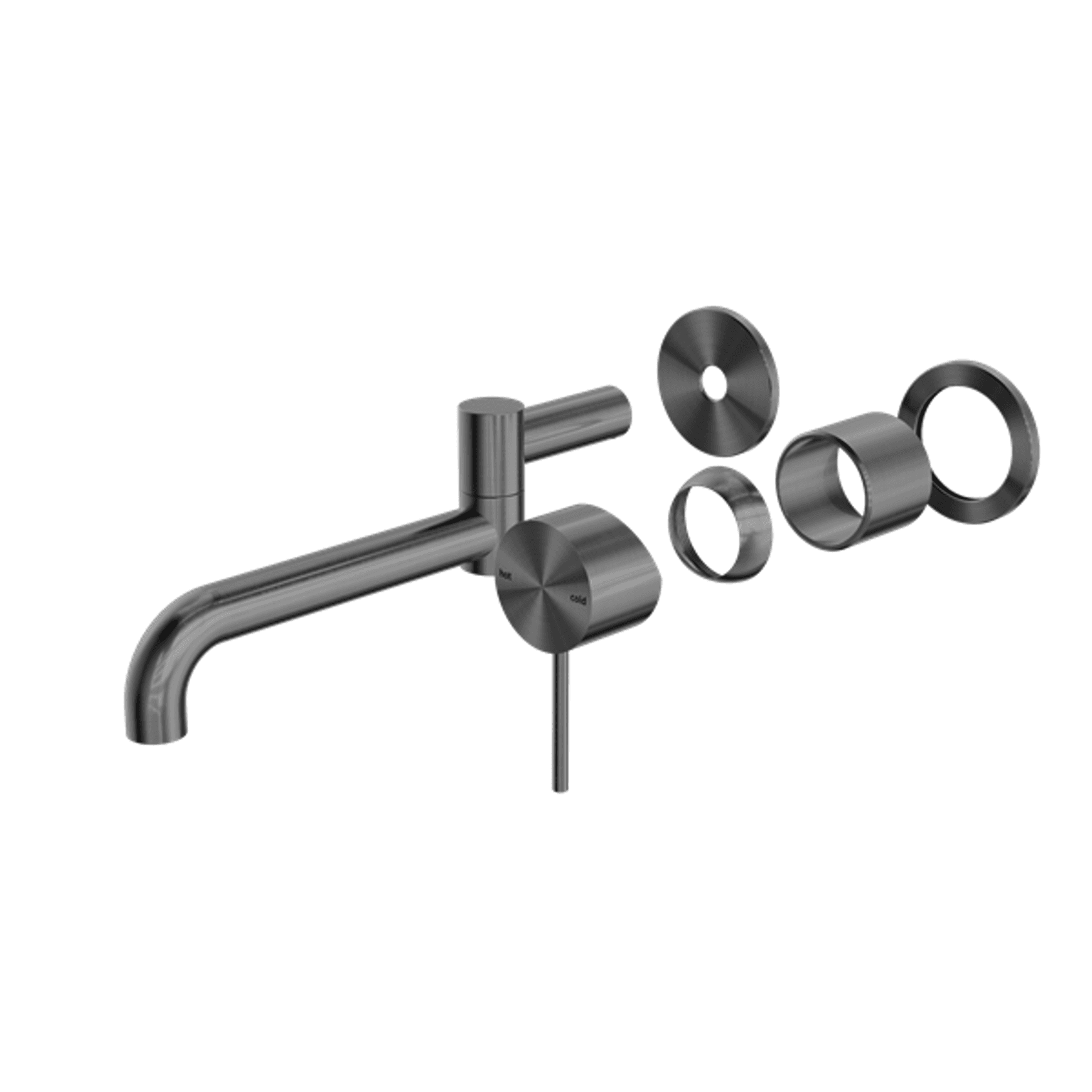 Mecca Wall Basin/Bath Mixer Swivel Spout 225mm Trim Kits Only Gun Metal