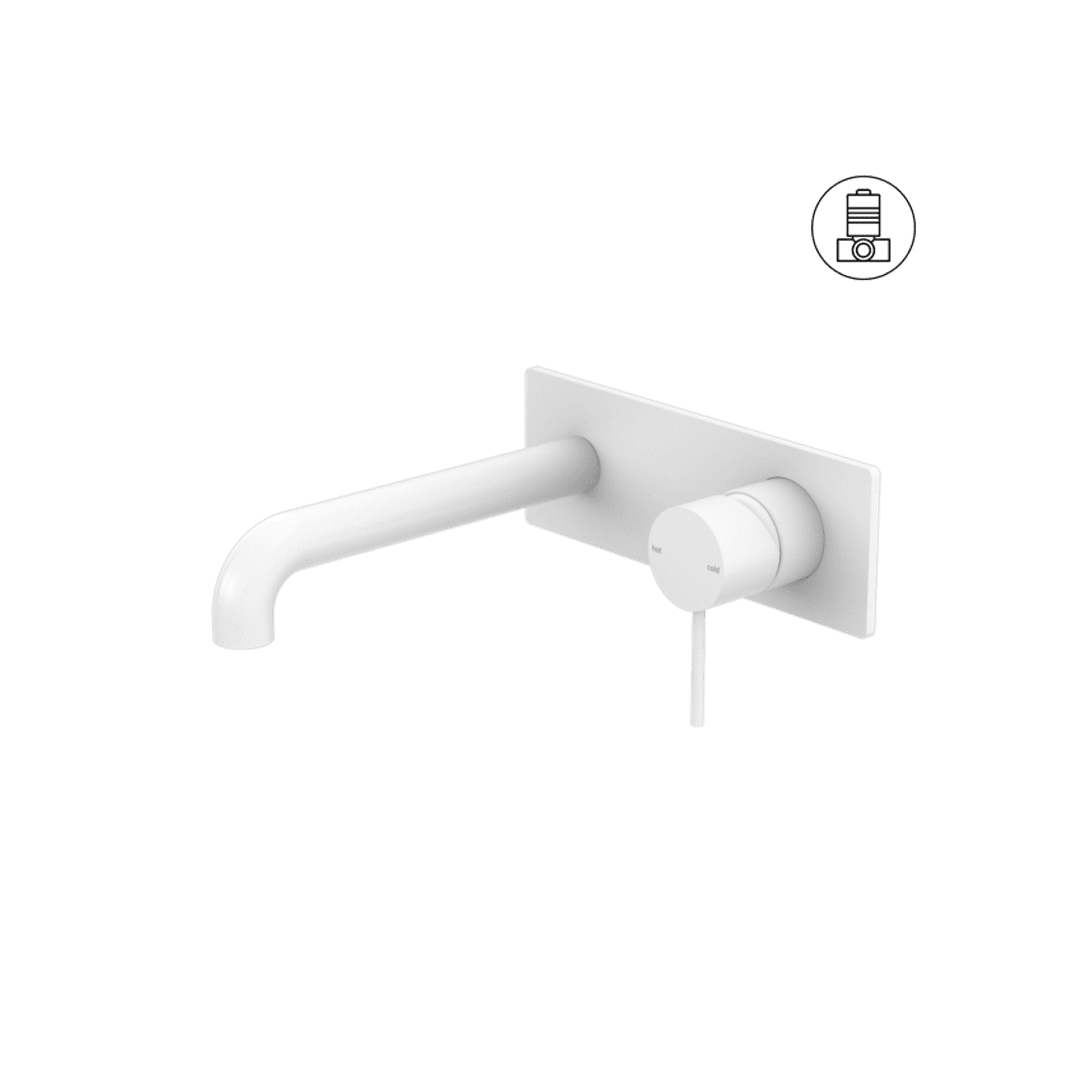 Mecca Wall Basin/Bath Mixer 185mm Matte White