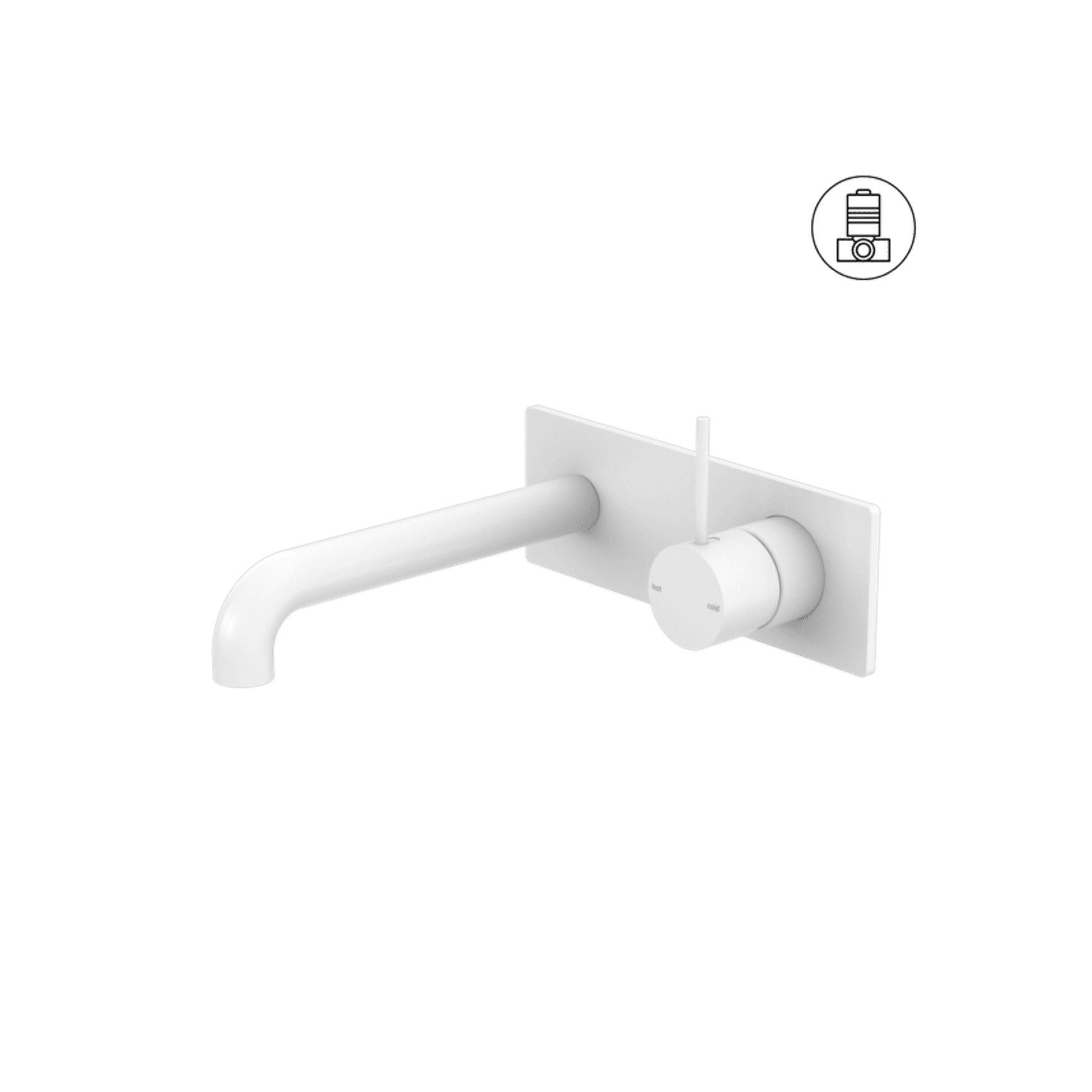 Mecca Wall Basin/Bath Mixer Handle Up 185mm Matte White