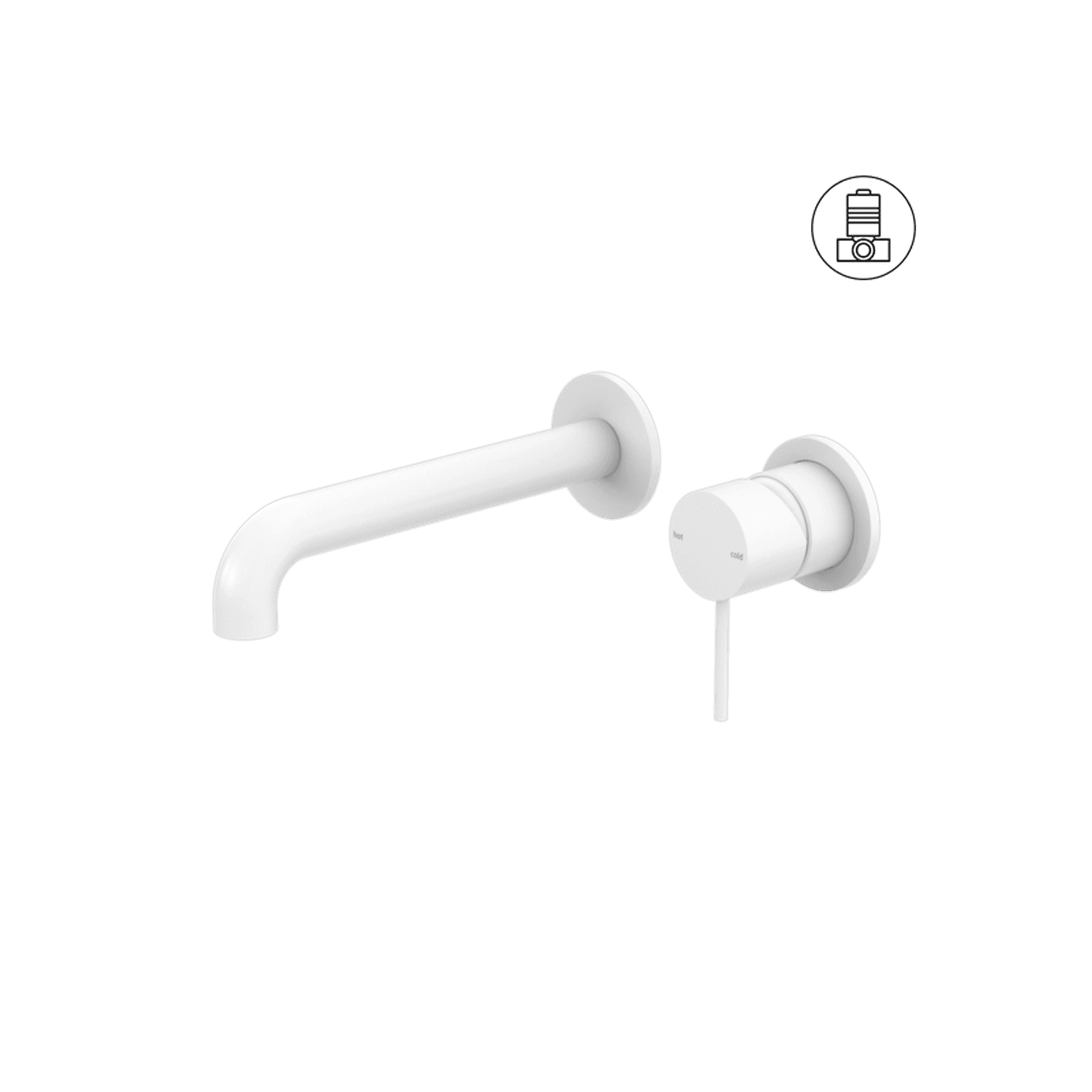 Mecca Wall Basin/Bath Mixer Separate Back Plate 260mm Matte White