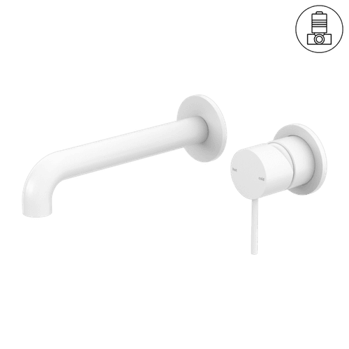 Mecca Wall Basin/Bath Mixer Separate Back Plate 120mm Matte White