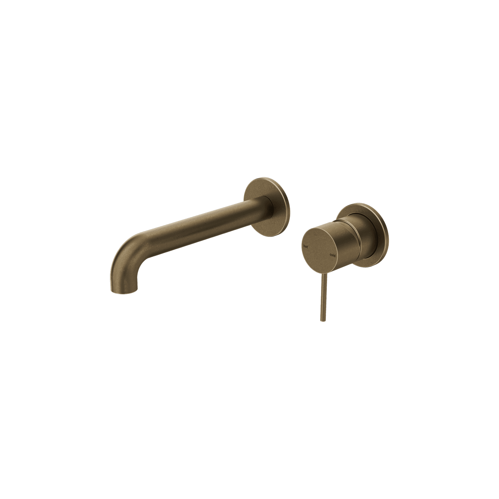 Mecca Wall Basin/Bath Mixer Separate Back Plate 185mm Tumbled Antique Brass