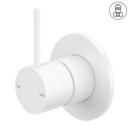 Mecca Shower Mixer Handle Up 80mm Plate Matte White
