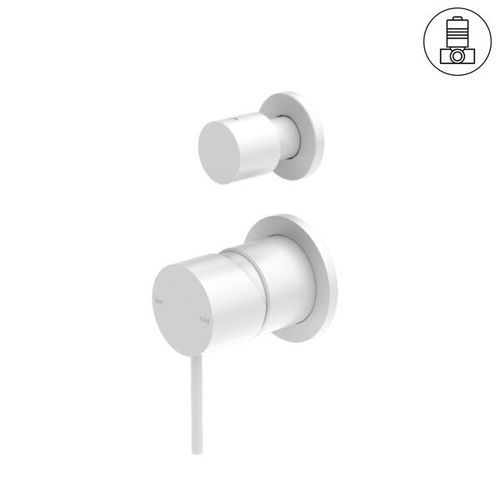 Mecca Shower Mixer With Divertor Separate Back Plate Matte White