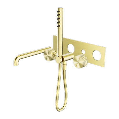 Opal Shower System Separate Plate With Spout 230mm Kit Brushed Gold