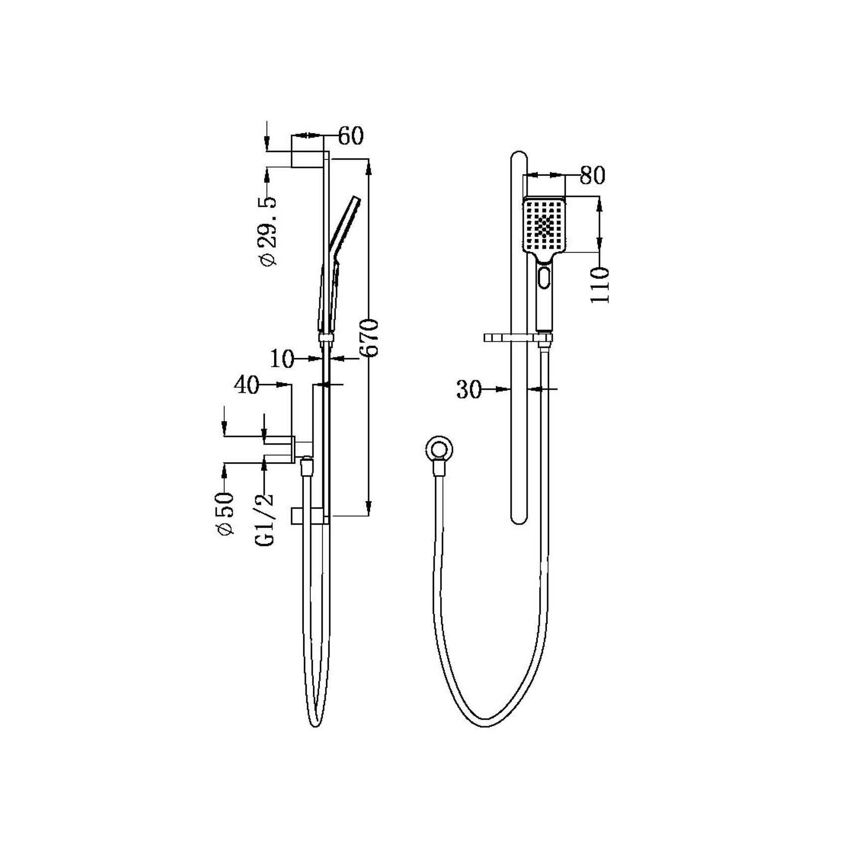 Bianca Shower Rail | Chrome