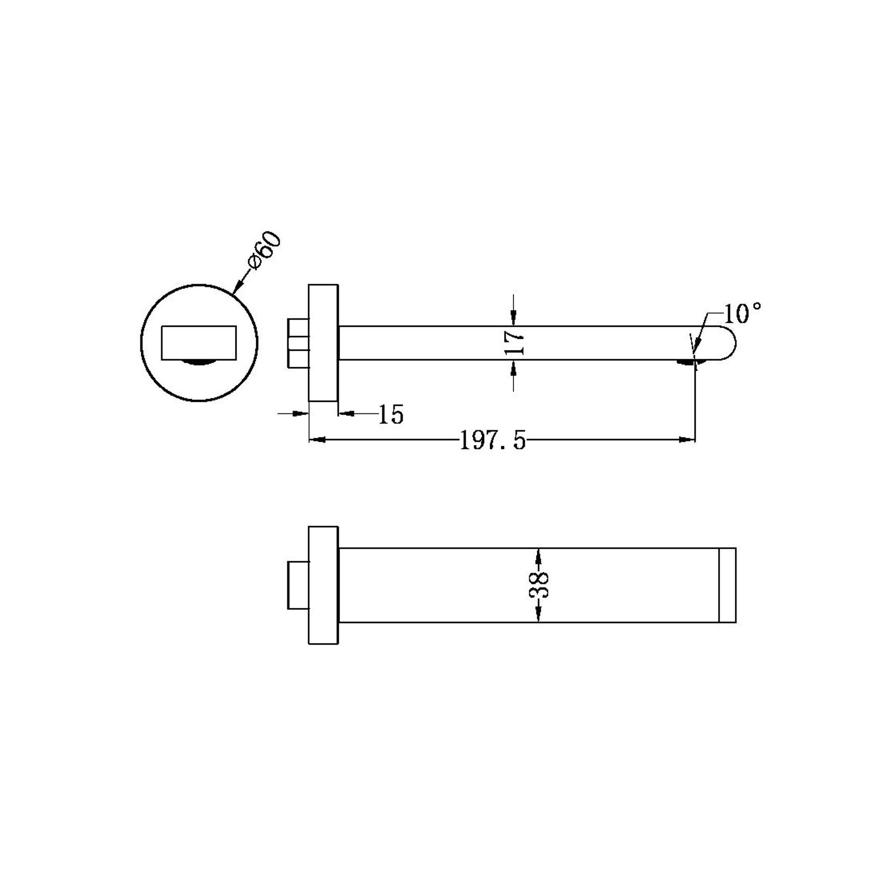 Bianca Fixed Bath Spout 200mm | Gun Metal