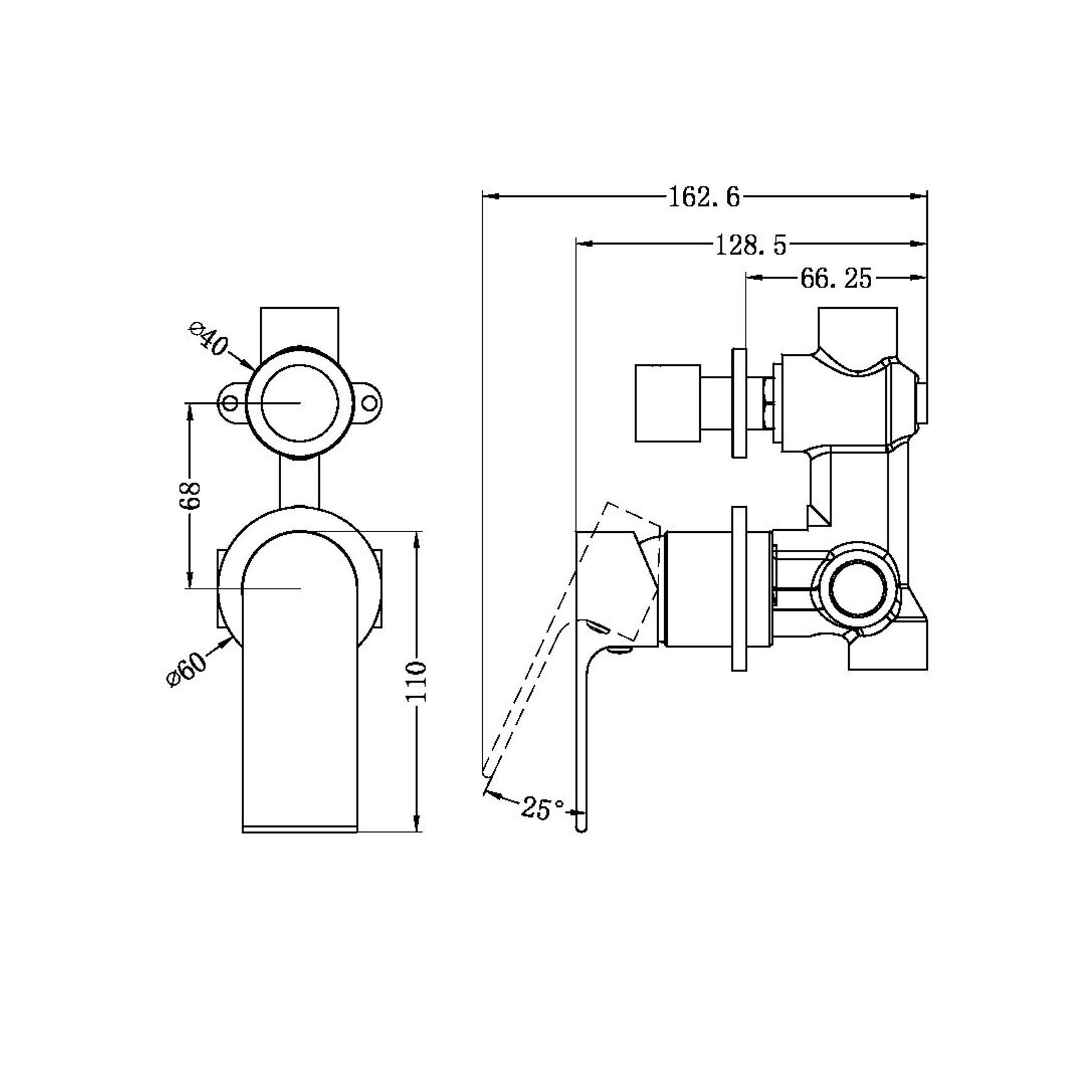 Bianca Shower Mixer & Divertor Back Plate | Gun Metal