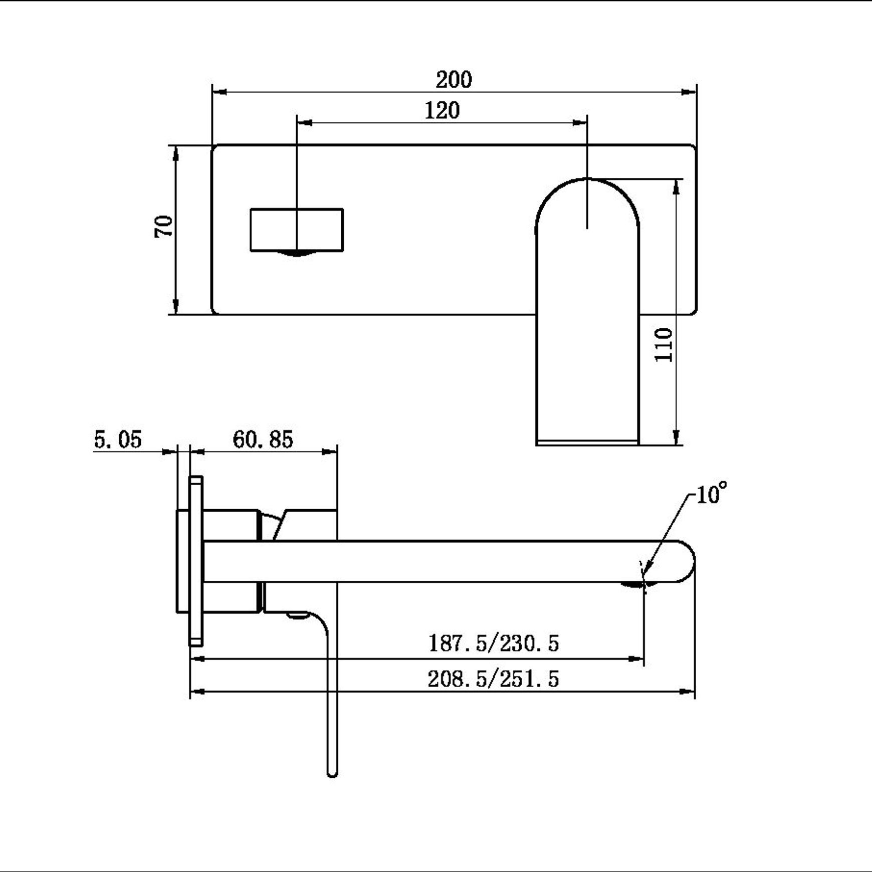 Bianca Basin/Bath Mixer 187mm Trim Kits | Gun Metal dimensions