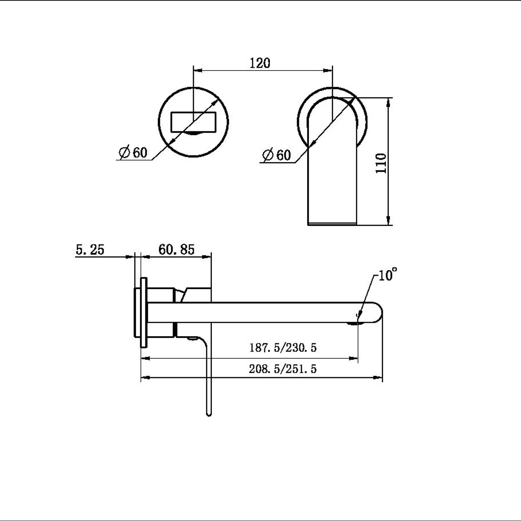 Bianca Mixer Back Plate 187mm Trim Kits | Brushed Bronze dimensions