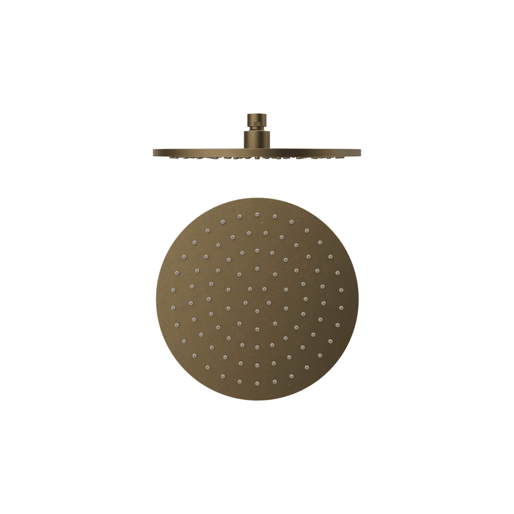 250mm Round Metal Shower Head II Tumbled Antique Brass
