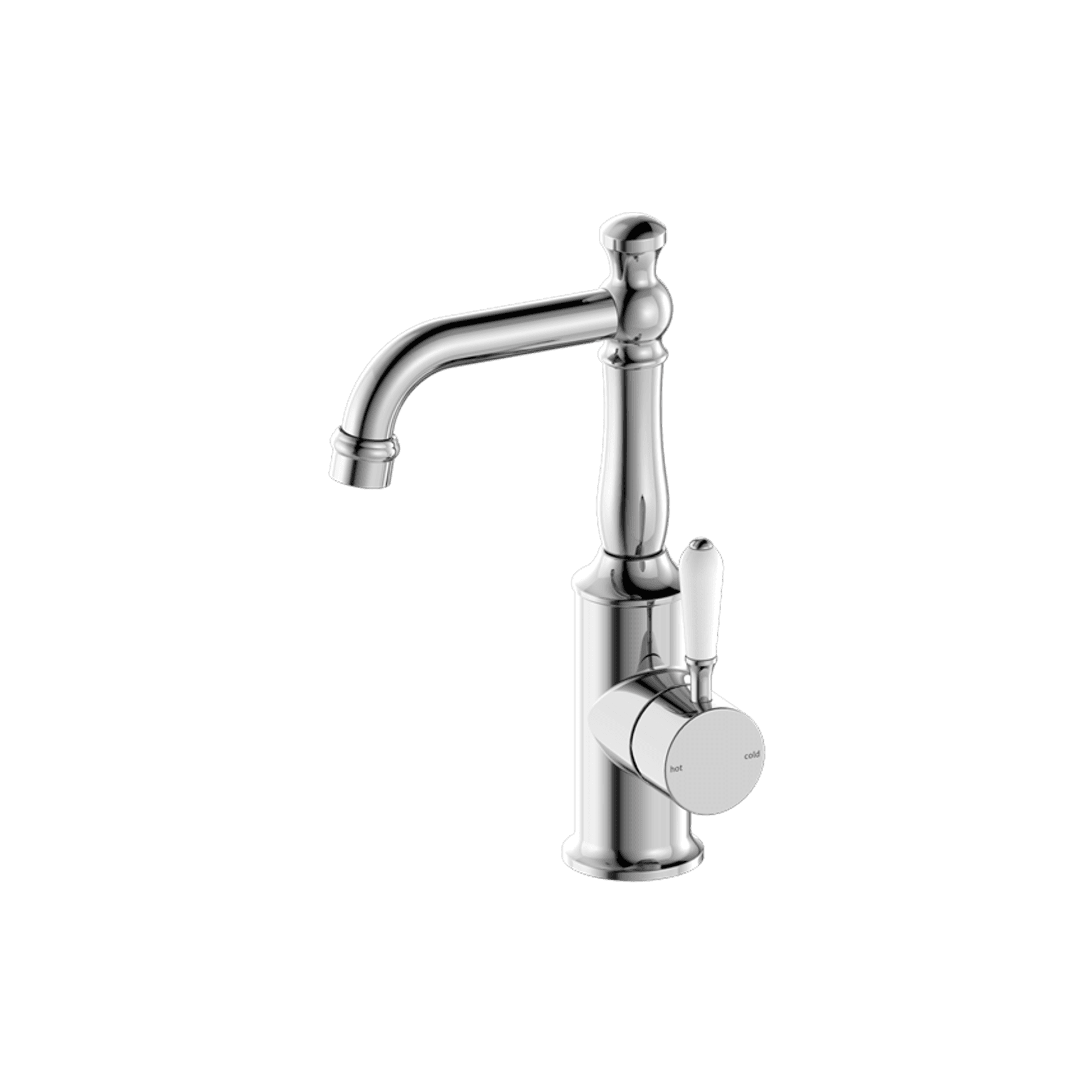 York Basin Mixer With White Porcelain Lever Chrome