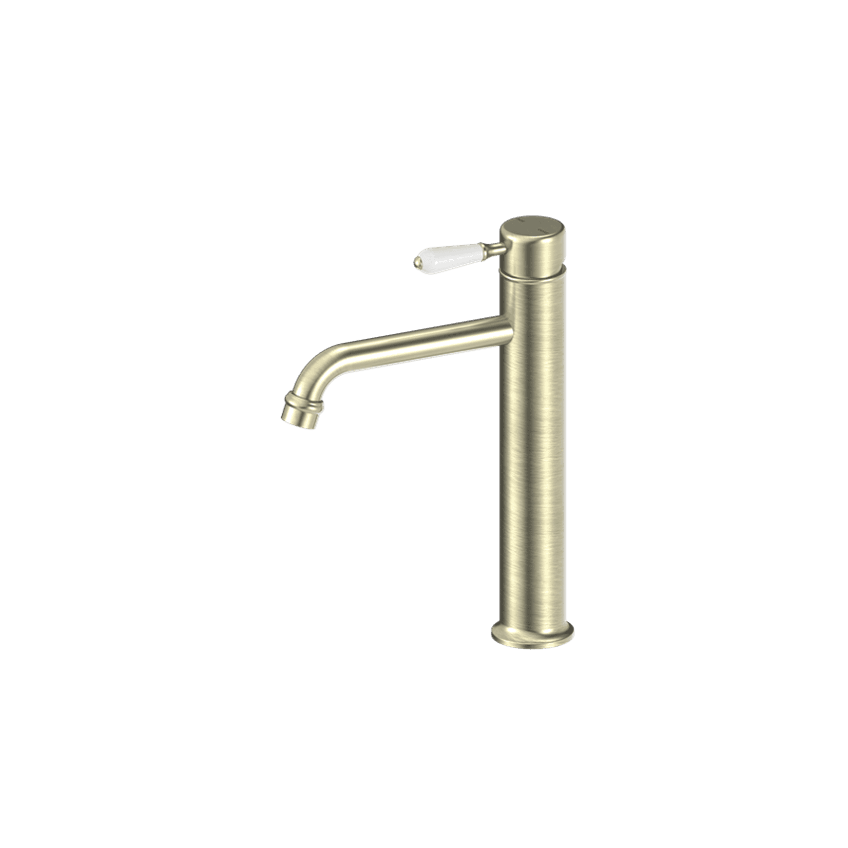 York Straight Tall Basin Mixer With White Porcelain Lever Aged Brass