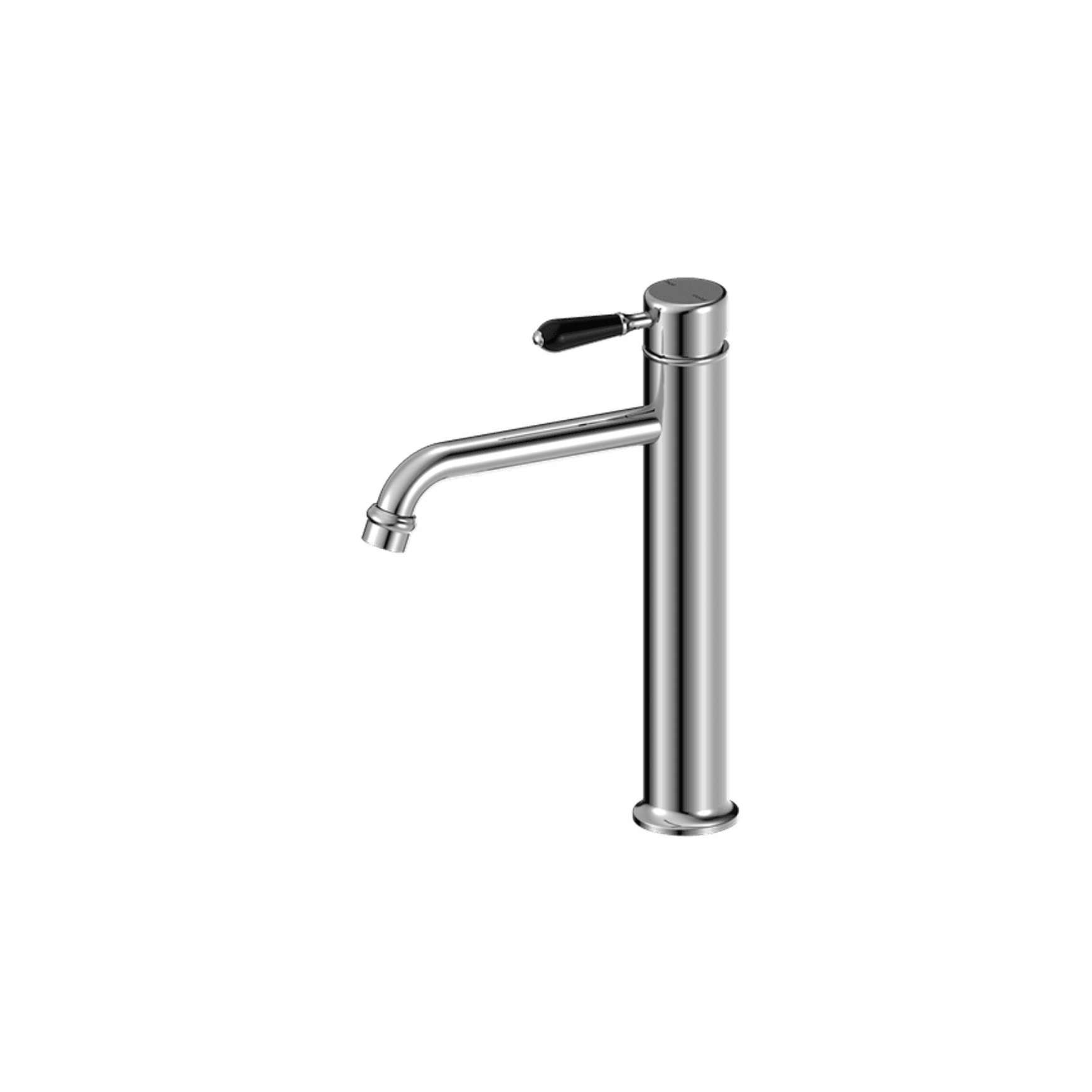 York Straight Tall Basin Mixer With Black Porcelain Lever Chrome
