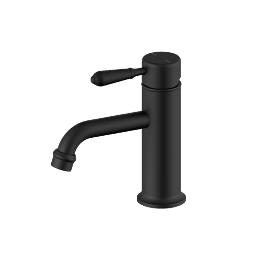 York Straight Basin Mixer With Metal Lever Matte Black