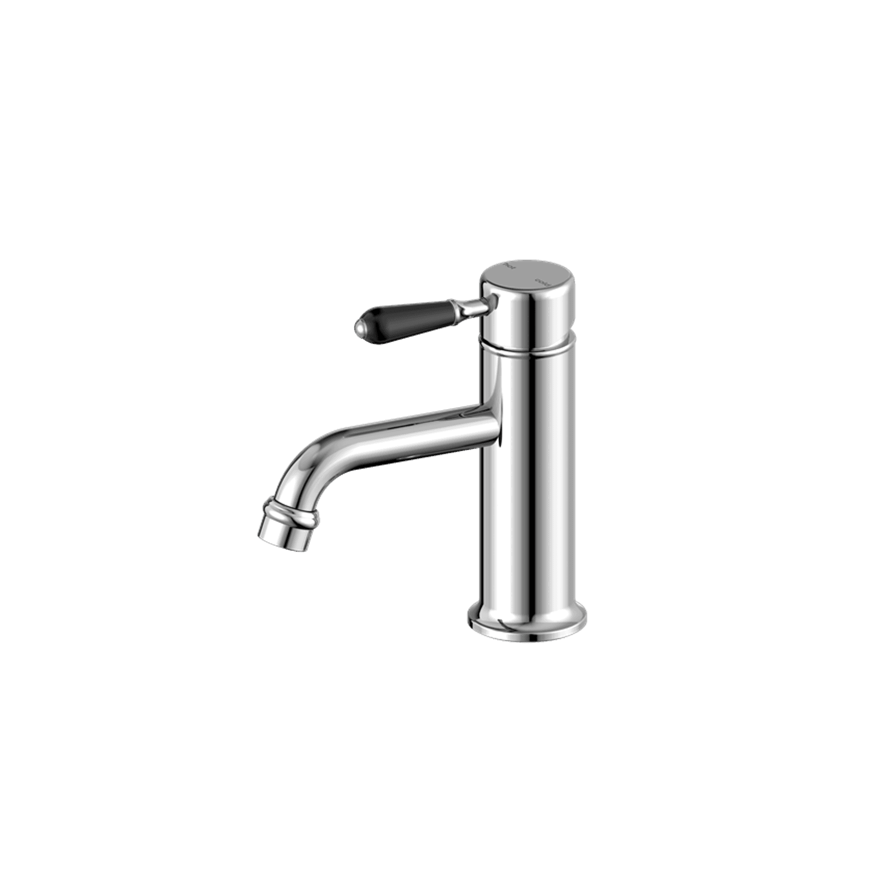 York Straight Basin Mixer With Black Porcelain Lever Chrome