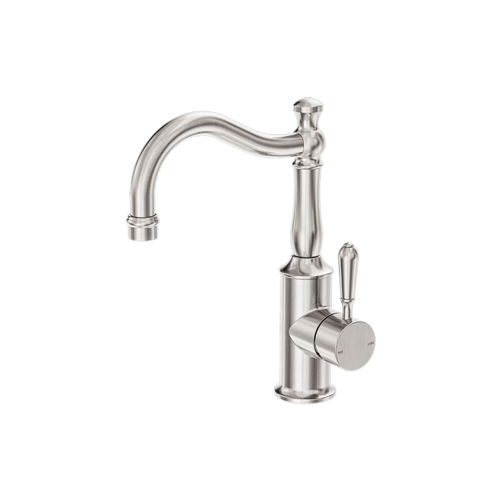 York Basin Mixer Hook Spout With Metal Lever Brushed Nickel