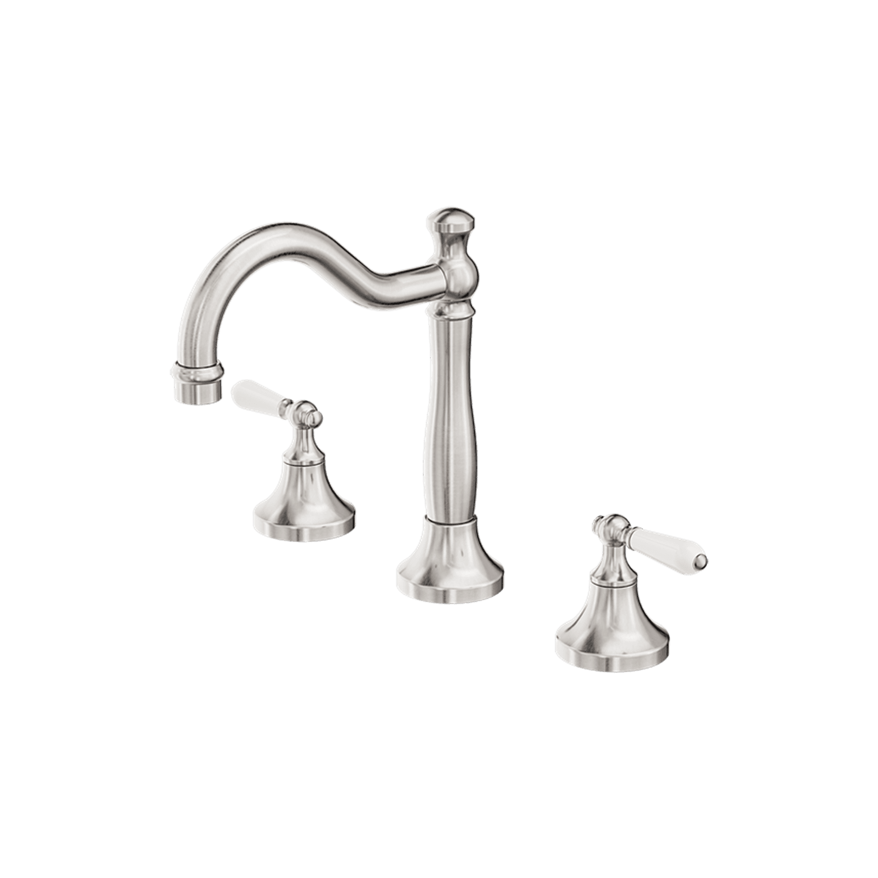 York Basin Set With White Porcelain Lever Brushed Nickel