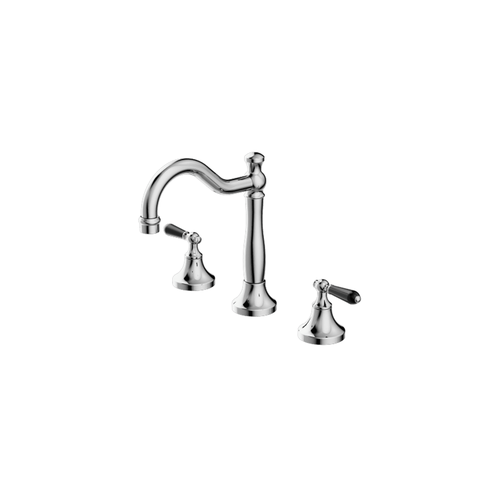 York Basin Set With Black Porcelain Lever Chrome