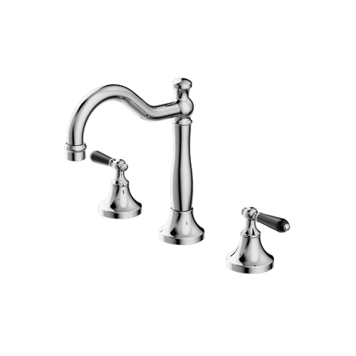 York Basin Set With Black Porcelain Lever Chrome