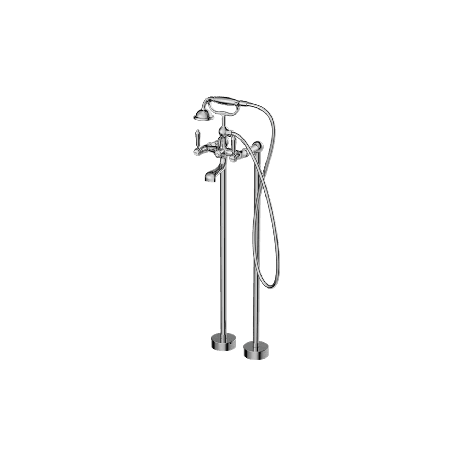 York Freestanding Bath Set With Metal Hand Shower Chrome