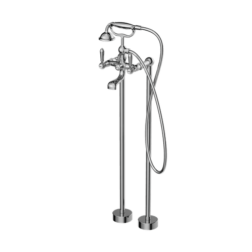 York Freestanding Bath Set With Metal Hand Shower Chrome