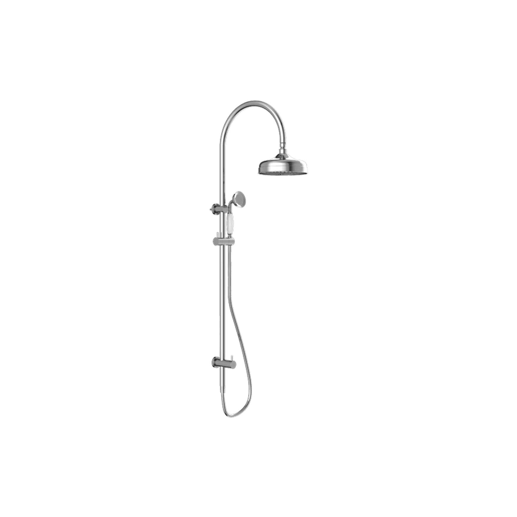 York Twin Shower With White Porcelain Hand Shower Chrome