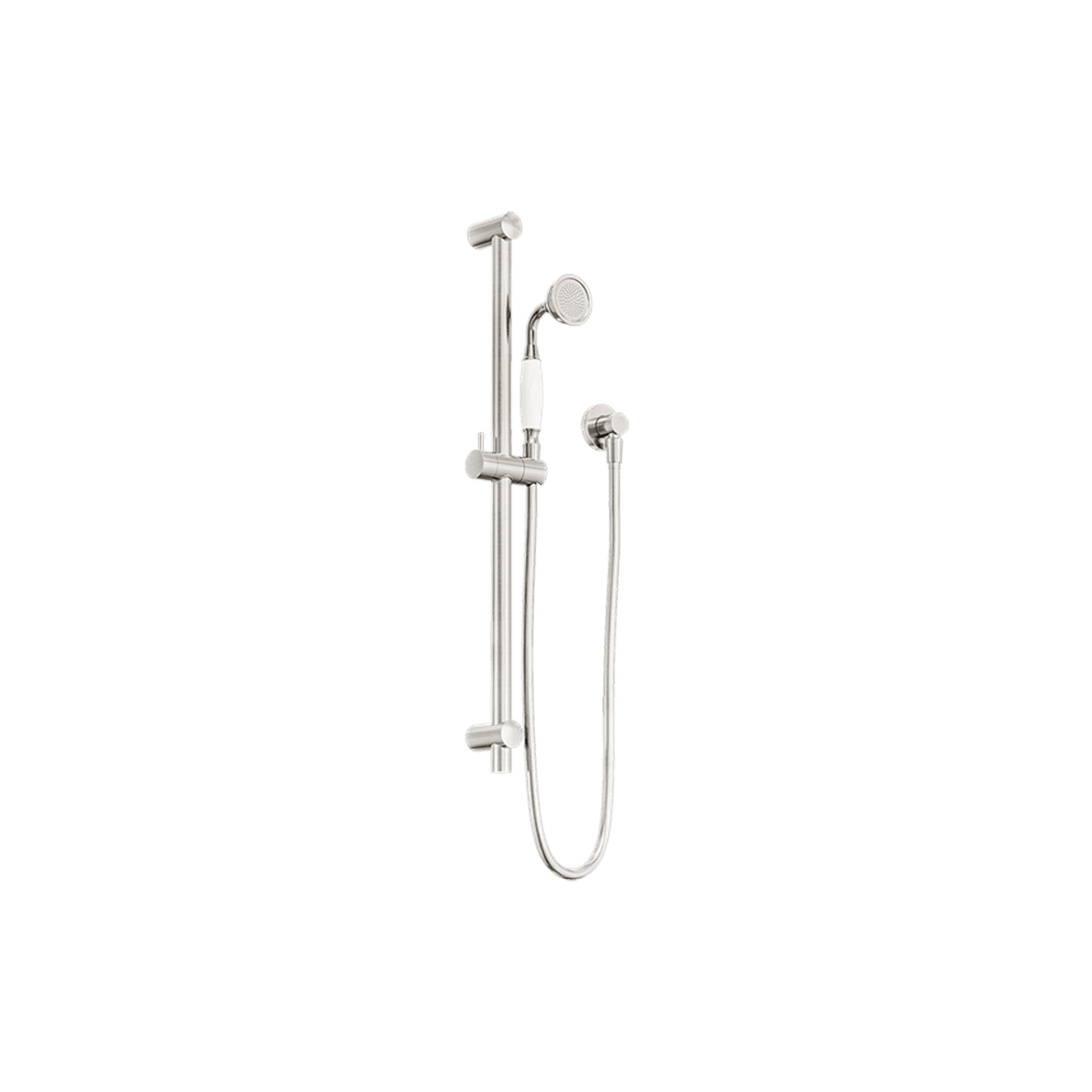 York Shower Rail With White Porcelain Hand Shower Brushed Nickel