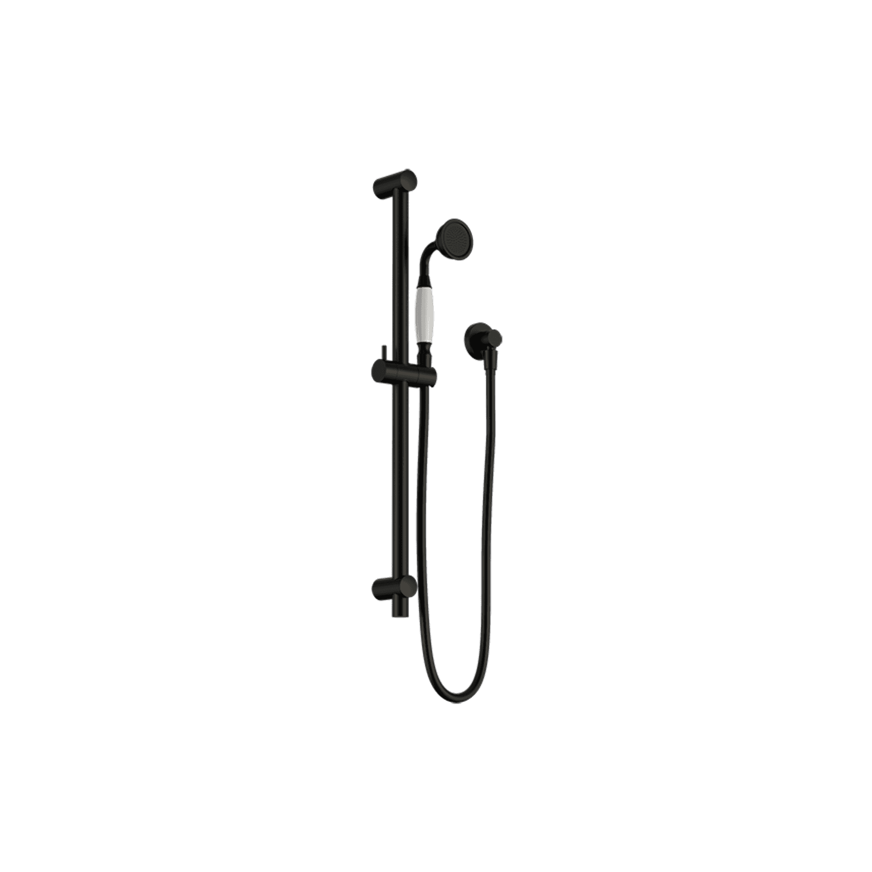 York Shower Rail With White Porcelain Hand Shower Matte Black