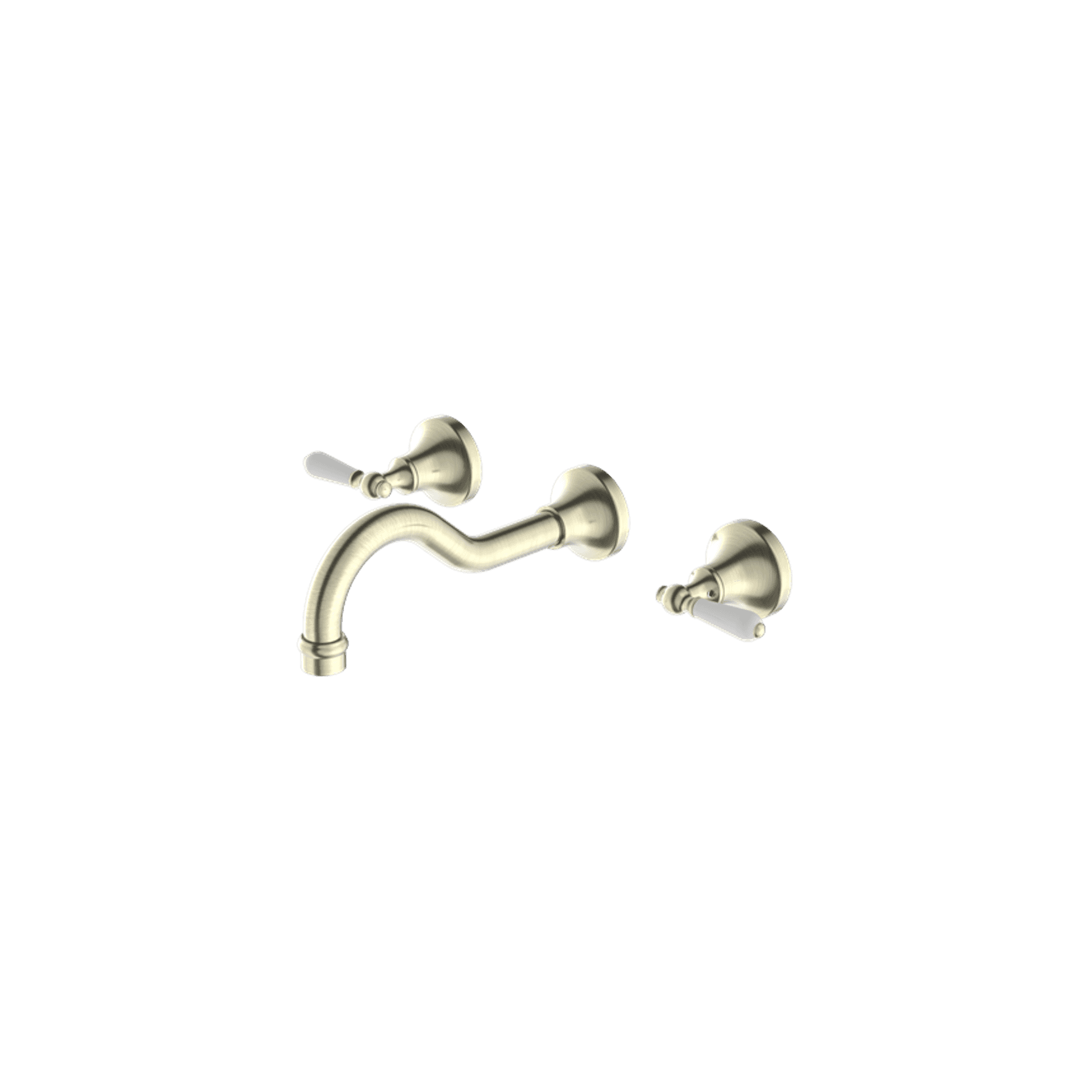 York Wall Basin Set With White Porcelain Lever Aged Brass