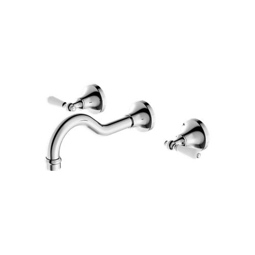 York Wall Basin Set With White Porcelain Lever Chrome