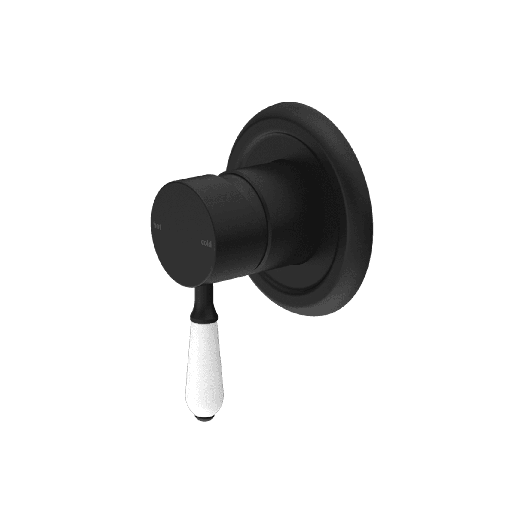 York Shower Mixer With White Porcelain Lever Matte Black