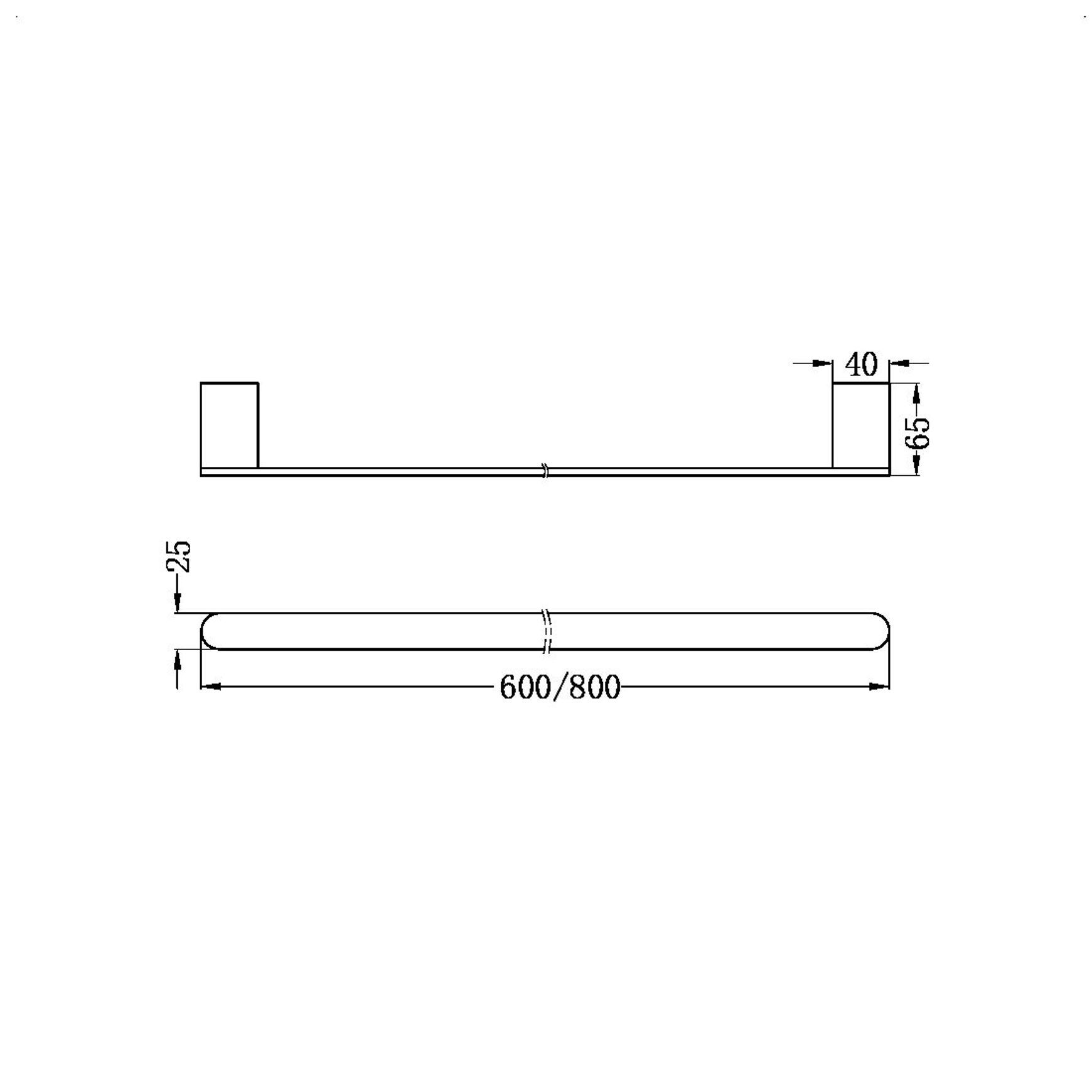 Bianca Single Towel Rail 600mm | Brushed Bronze