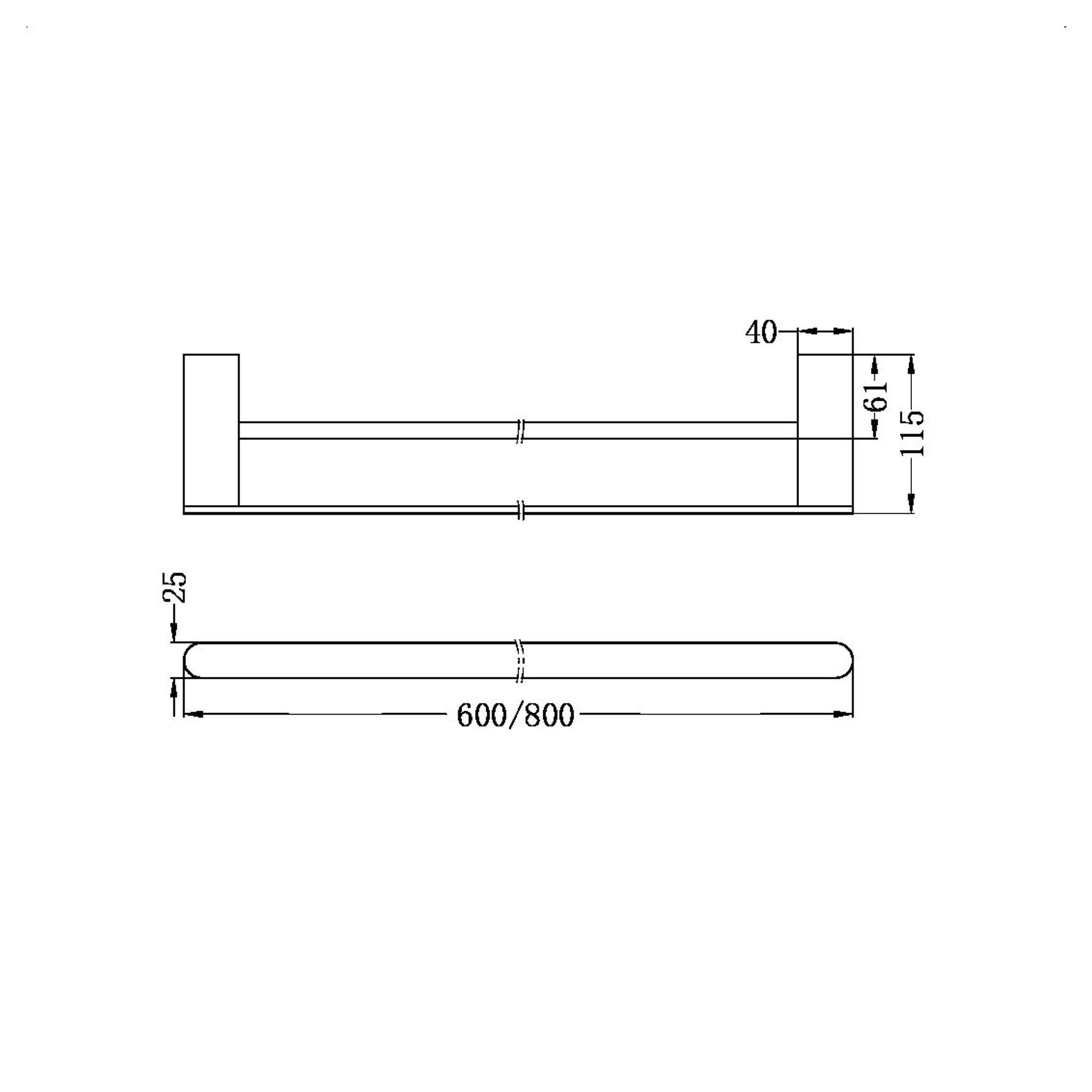 Bianca Double Towel Rail 800mm | Chrome