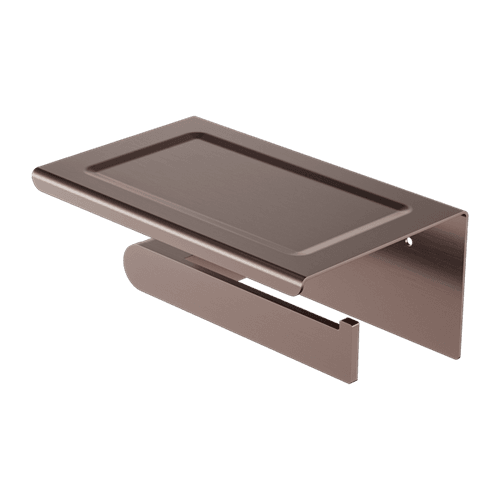 Bianca Toilet Roll Holder & Phone Holder | Brushed Bronze